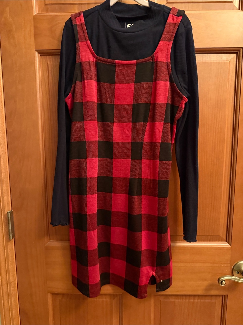 SO Red and Black Buffalo Plaid Sleeveless Dress